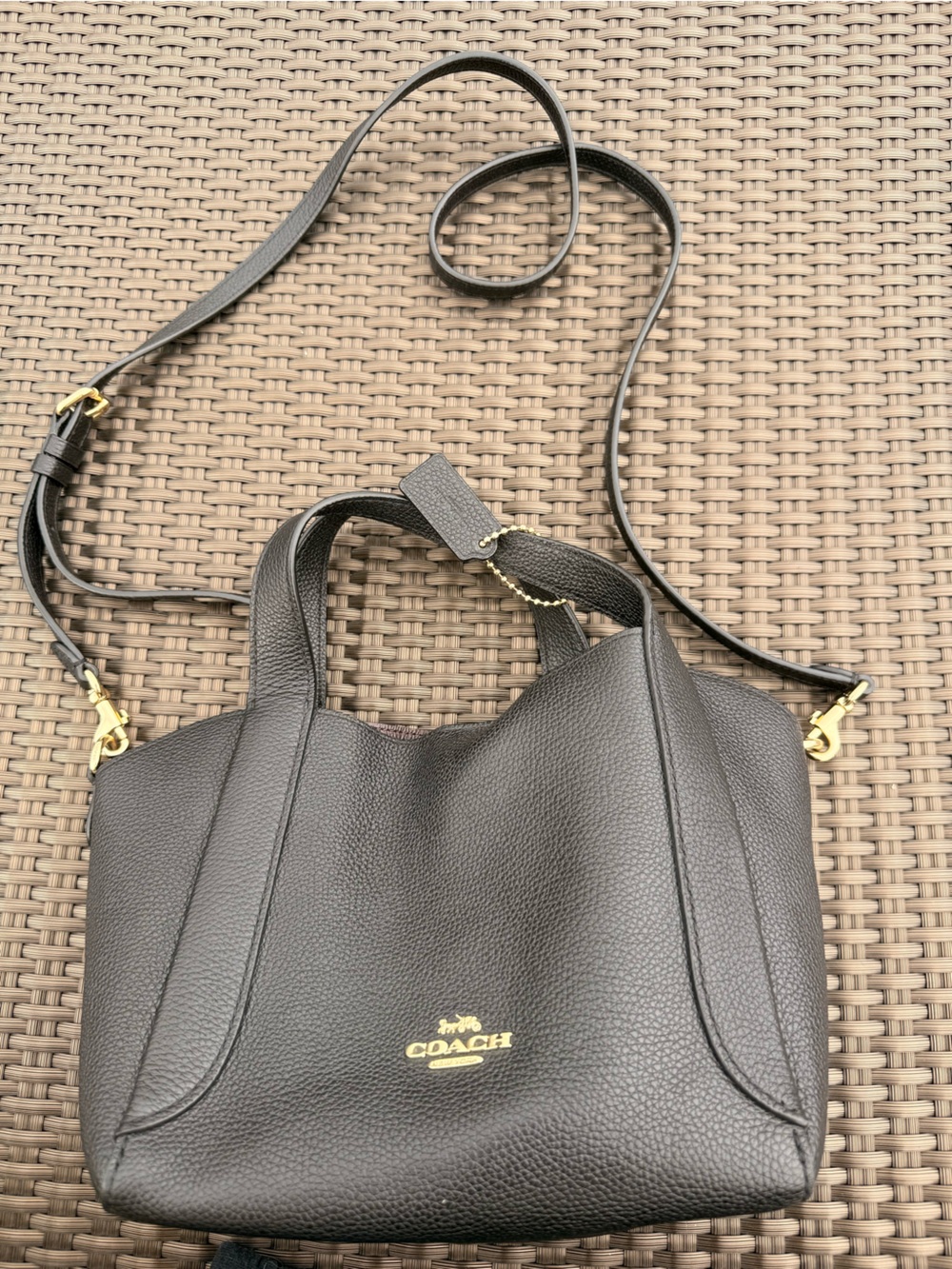COACH Black Pebbled Leather Hadley Hobo 21 H1980-78800